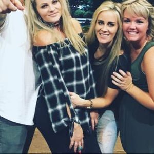 Off shoulder plaid top!